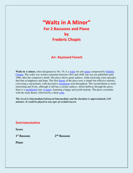 Waltz In A Minor Chopin 2 Bassoons And Piano Chamber Music Page 2