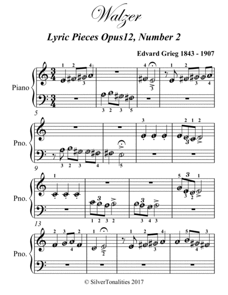 Walzer Lyric Pieces Opus 12 Number 2 Beginner Piano Sheet Music Page 2