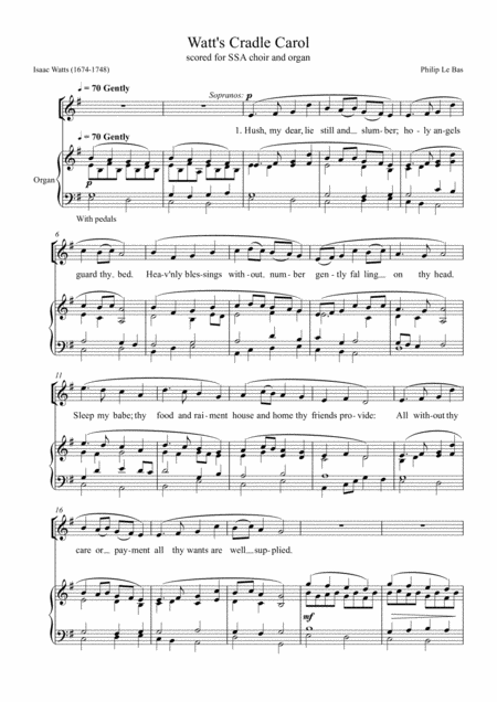 Watts Cradle Carol For Ssa Choir And Organ Page 2