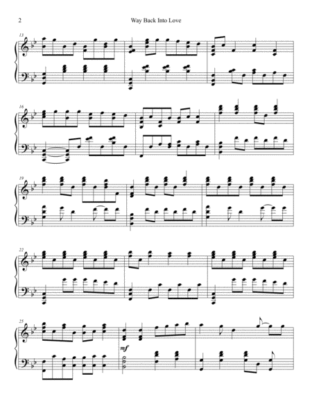 Way Back Into Love Piano Solo Intermediate Page 2