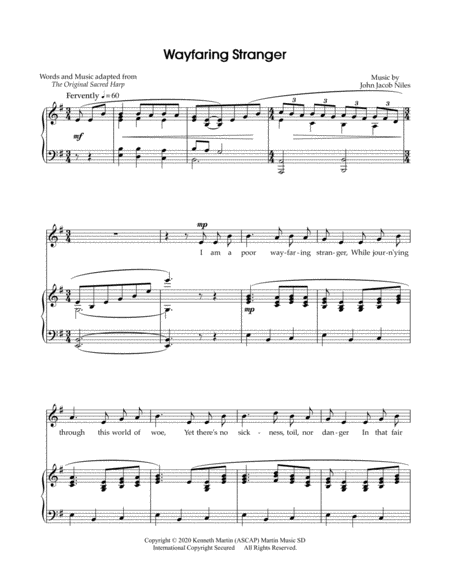 Wayfaring Stranger Solo Voice And Piano In High Medium And Low Key Page 2