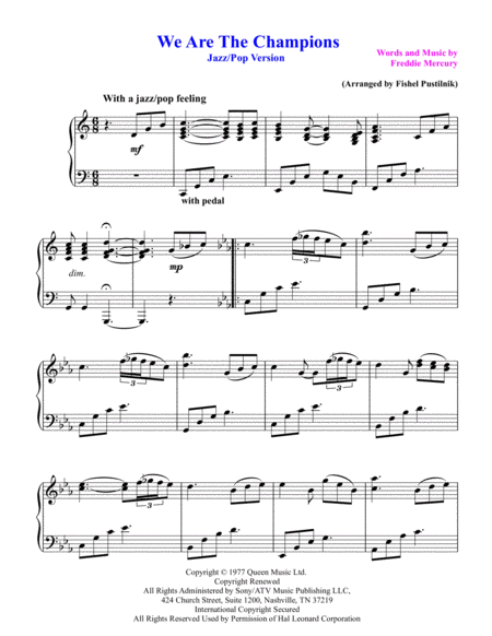 We Are The Champions For Piano Page 2