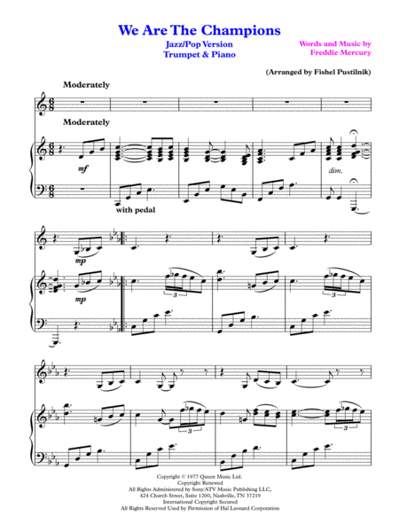 We Are The Champions For Trumpet And Piano Page 2