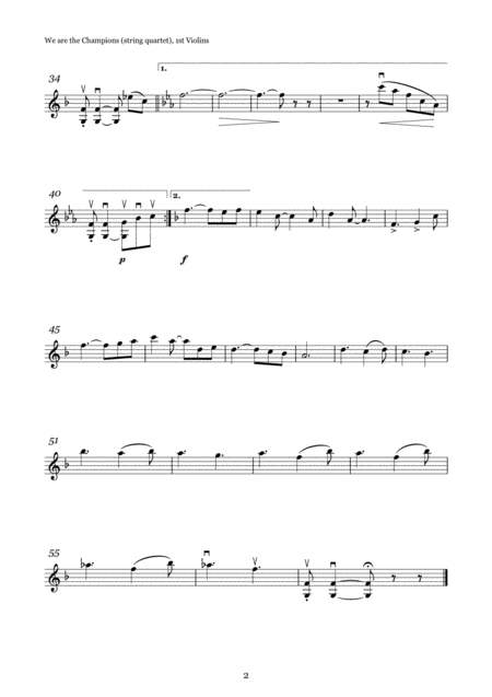 We Are The Champions String Quartet Parts Page 2