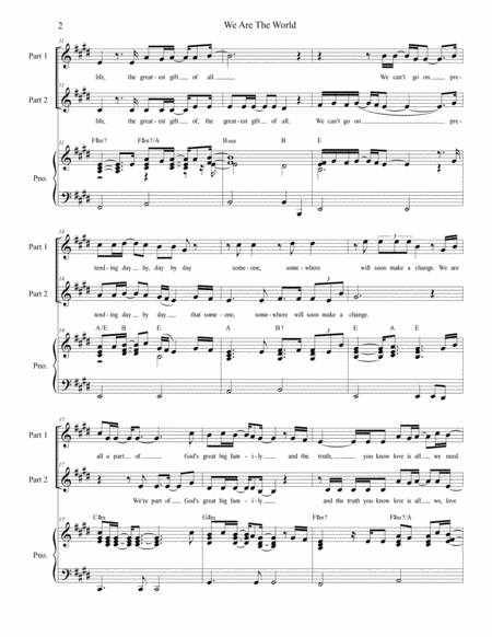 We Are The World For 2 Part Choir Page 2