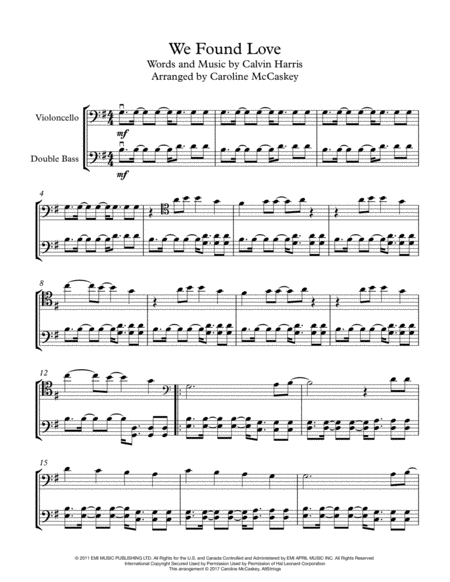 We Found Love Cello And Double Bass Duet Page 2