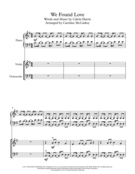 We Found Love Piano Trio Violin Cello And Piano Page 2