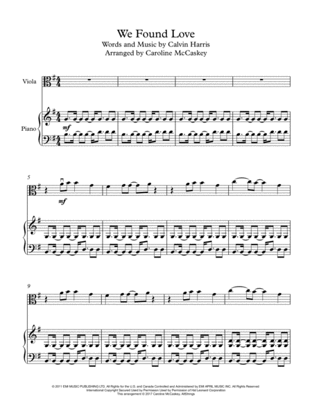 We Found Love Viola Solo With Piano Accompaniment Page 2