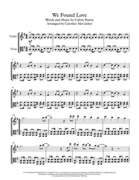 We Found Love Violin And Viola Duet Page 2