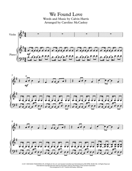 We Found Love Violin Solo With Piano Accompaniment Page 2