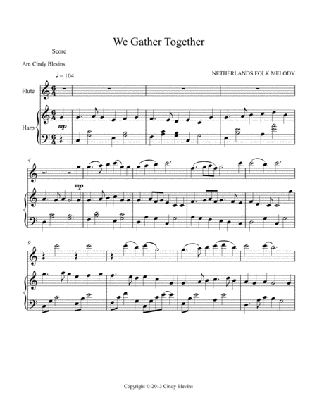 We Gather Together Arranged For Harp And Flute Page 2