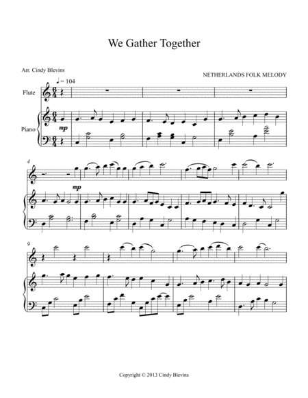 We Gather Together Arranged For Piano And Flute Page 2