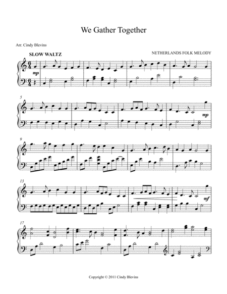 We Gather Together Arranged For Piano Solo Page 2