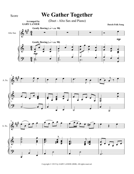 We Gather Together Duet Alto Sax And Piano Score And Parts Page 2