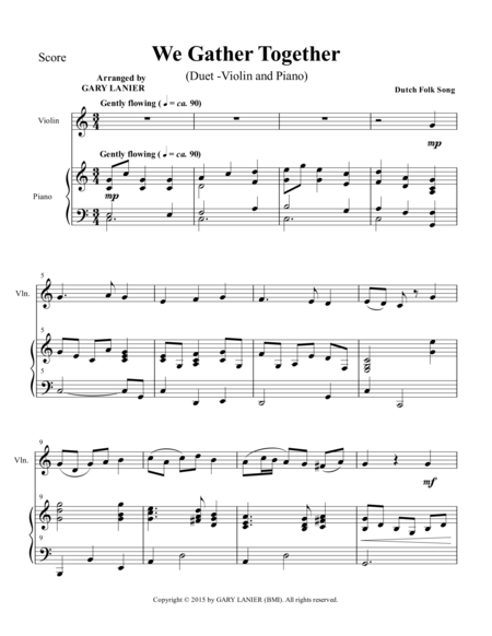 We Gather Together Duet Violin And Piano Score And Parts Page 2