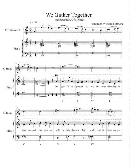 We Gather Together Flute Keys Thanksgiving Duet Page 2