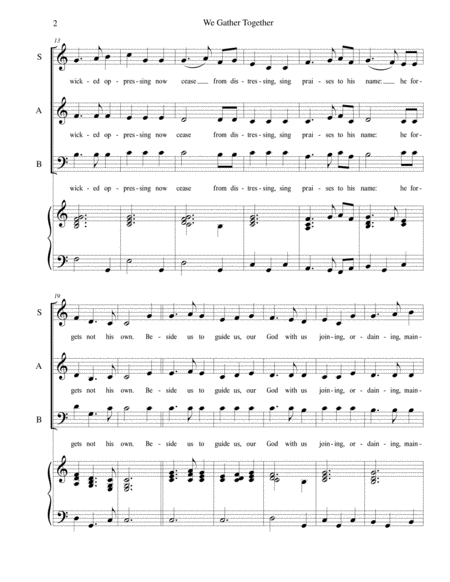 We Gather Together The Thanksgiving Hymn For Sab Choir With Piano Accompaniment Page 2