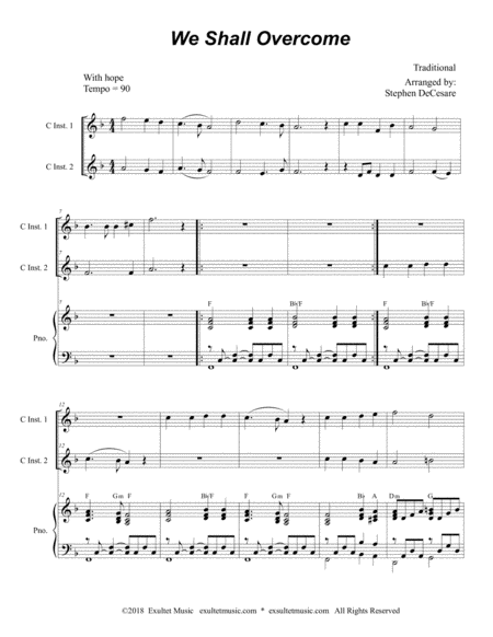 We Shall Overcome Duet For C Instruments Page 2