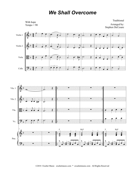 We Shall Overcome For String Quartet And Piano Page 2
