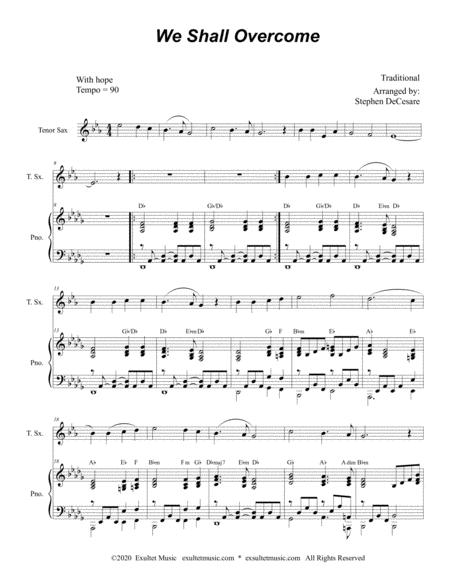 We Shall Overcome For Tenor Saxophone And Piano Page 2