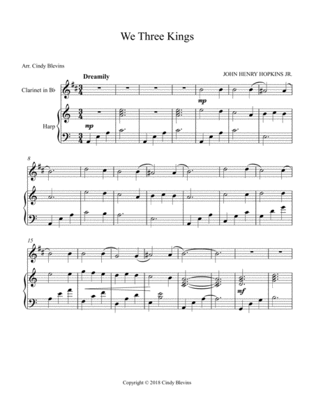 We Three Kings Arranged For Harp And Bb Clarinet Page 2