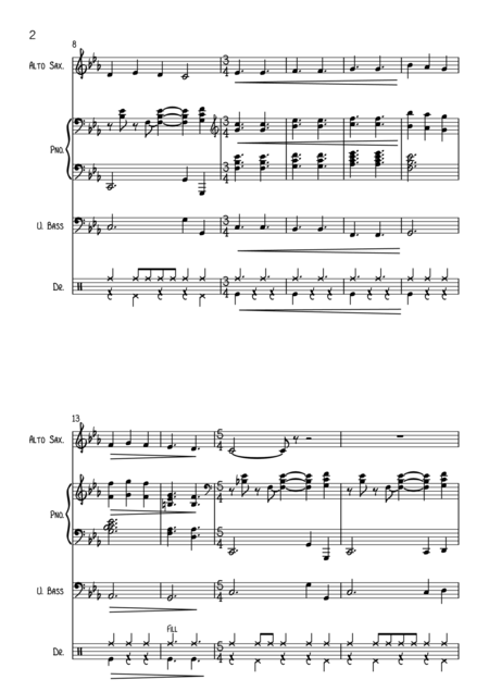 We Three Kings For Jazz Combo Alto Sax Piano Bass Drums Page 2