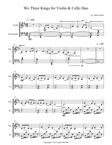 We Three Kings Full Length Violin Cello Arrangement In A Folk Music Style By The Chapel Hill Duo Page 2