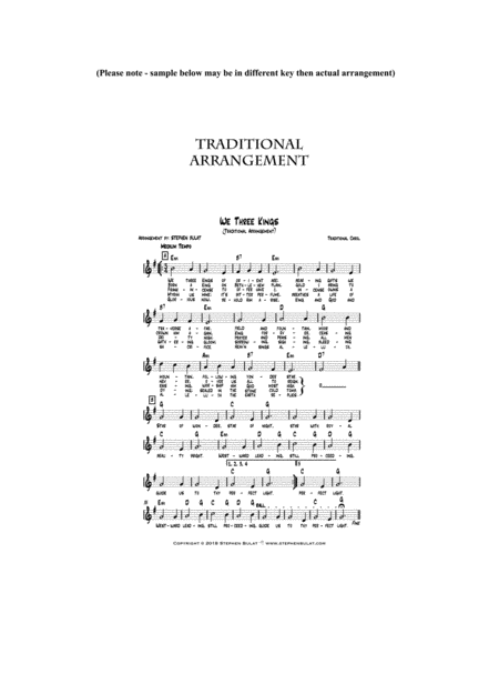 We Three Kings Lead Sheet Arranged In Traditional And Jazz Style Key Of Em Page 2