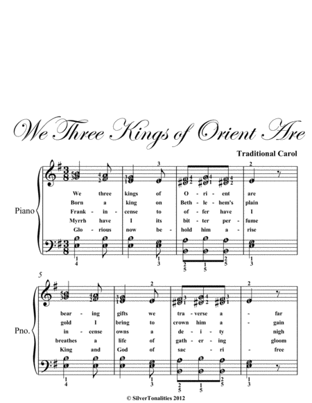 We Three Kings Of Orient Are Elementary Piano Sheet Music Page 2