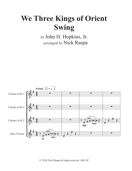 We Three Kings Of Orient Swing Easy Clarinet Quartet Page 2