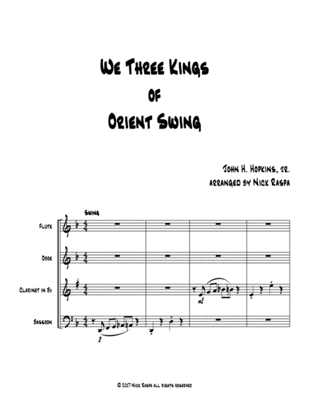 We Three Kings Of Orient Swing Easy Woodwind Quartet Full Score And Parts Page 2