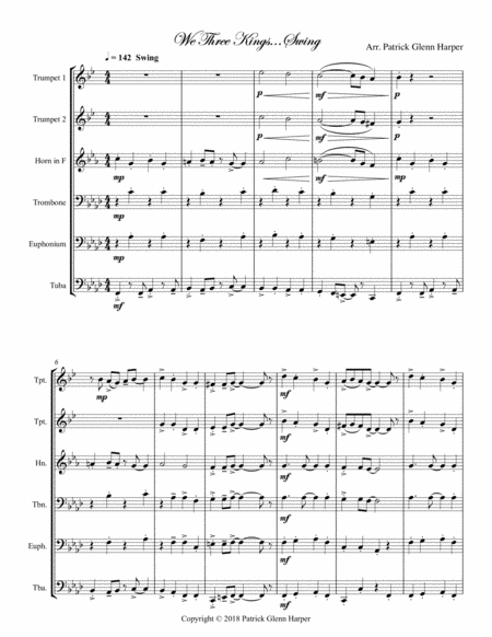 We Three Kings Swing For Brass Ensemble Page 2