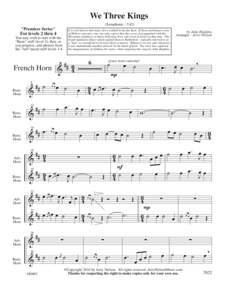 We Three Kings V1 Arrangements Level 2 4 For Horn Written Acc Page 2