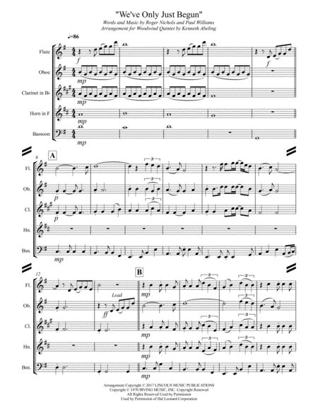 We Ve Only Just Begun For Woodwind Quintet Page 2