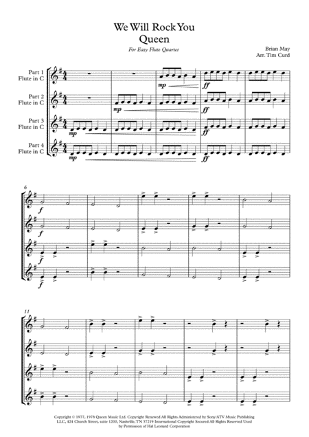 We Will Rock You For Easy Flute Quartet Page 2