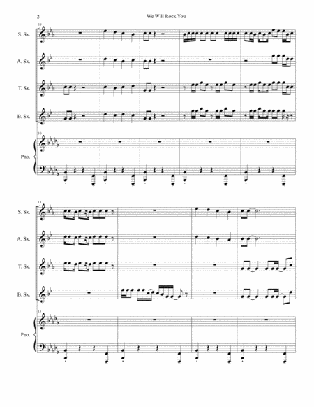 We Will Rock You For Saxophone Quartet And Piano Page 2