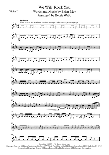 We Will Rock You String Quartet Page 2