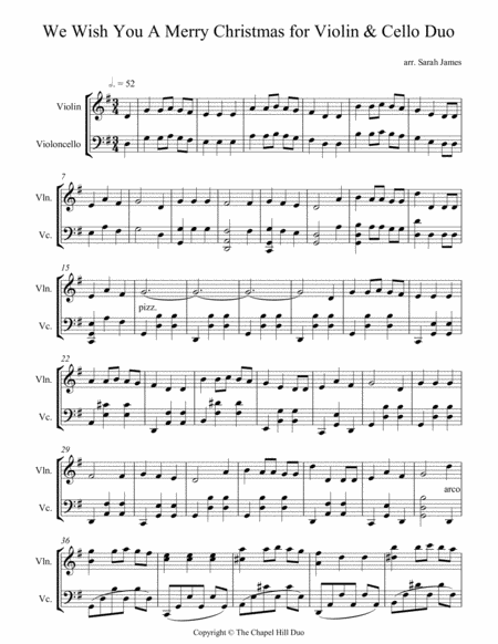 We Wish You A Merry Christmas Full Length Violin Cello Arrangement In A Jazz Style By The Chapel Hill Duo Page 2