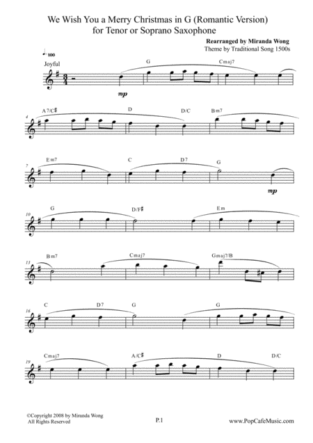 We Wish You A Merry Christmas In G Key Tenor Saxophone Page 2