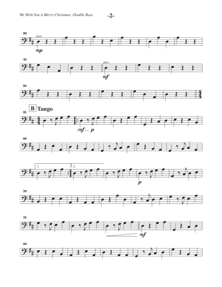 We Wish You A Merry Christmas Variations Double Bass Part Page 2