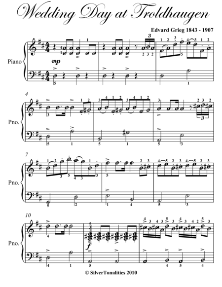 Wedding Day At Troldhaugen Easy Piano Sheet Music Page 2