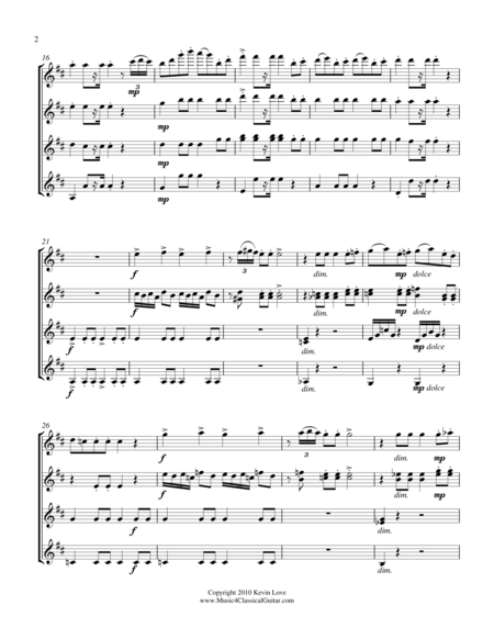 Wedding Day At Troldhaugen Guitar Quartet Score And Parts Page 2