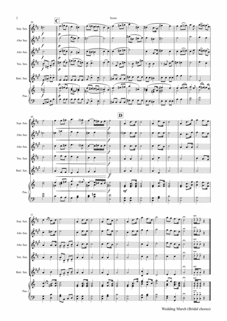 Wedding March Bridal Chorus Lohengrin Saxophone Quintet Page 2