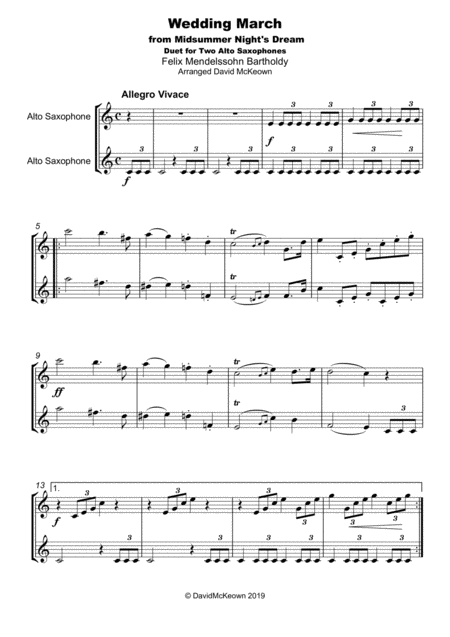 Wedding March By Mendelssohn Duet For Two Alto Saxophones Page 2