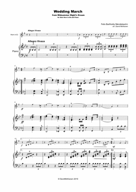 Wedding March By Mendelssohn For Solo Horn In Eb Tenor Horn And Piano Page 2