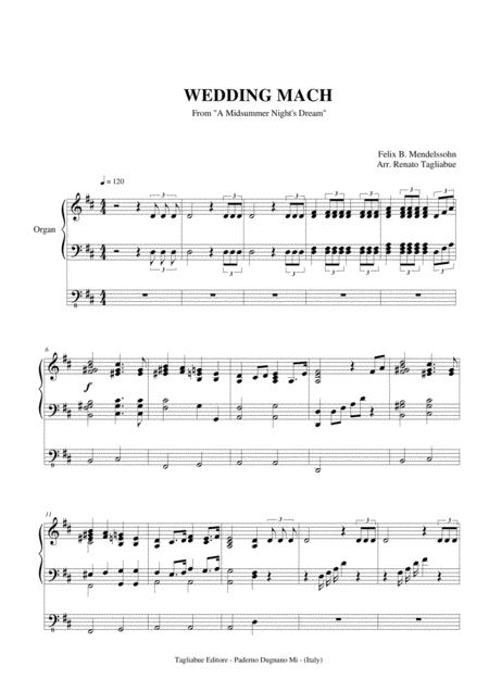 Wedding March Felix B Mendelssohn Arr For Organ 3 Staff Page 2