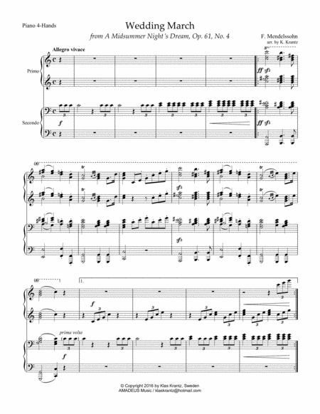 Wedding March For 1 Piano 4 Hands Piano Duet Page 2