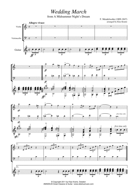 Wedding March For Violin Cello And Guitar Page 2