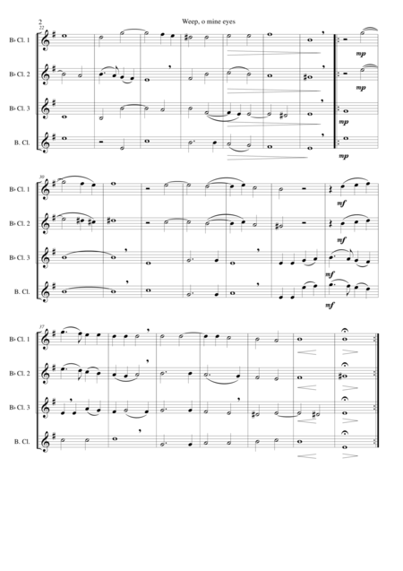 Weep O Mine Eyes For Clarinet Quartet 3 B Flat Clarinets And 1 Bass Clarinet Page 2