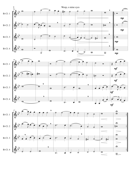 Weep O Mine Eyes For Clarinet Quartet 4 Equal Clarinets Page 2